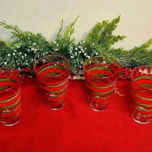 FF Other - FF LL striped 16 ounce tall, drinking cocktail, bar, holiday glasses . Fun